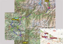 Carte de notre trek dans la Mugu valley et au Rara lake
